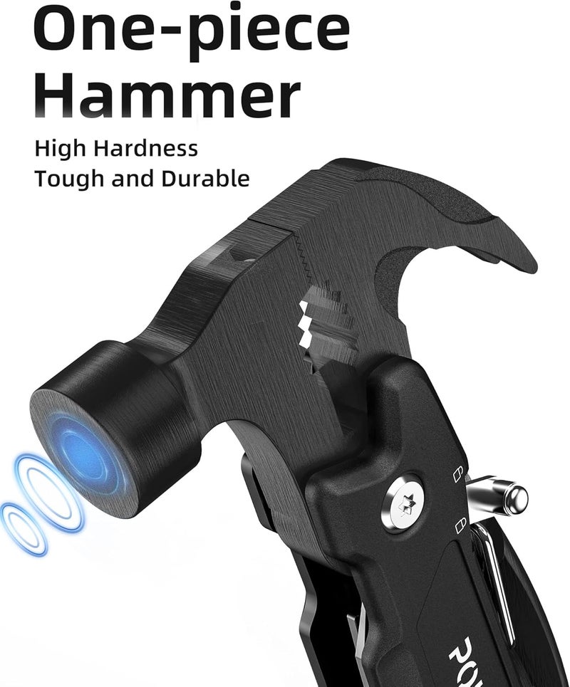 Pohaku 14-in-1 Multitool Hammer, Multitool with DIY Stickers, Safety Lock, Screwdriver Bits Set and Durable Nylon Sheath, Multi Tool for Outdoor, Ideal Gifts for Men, Father, Husband, Boyfriend - Image 2